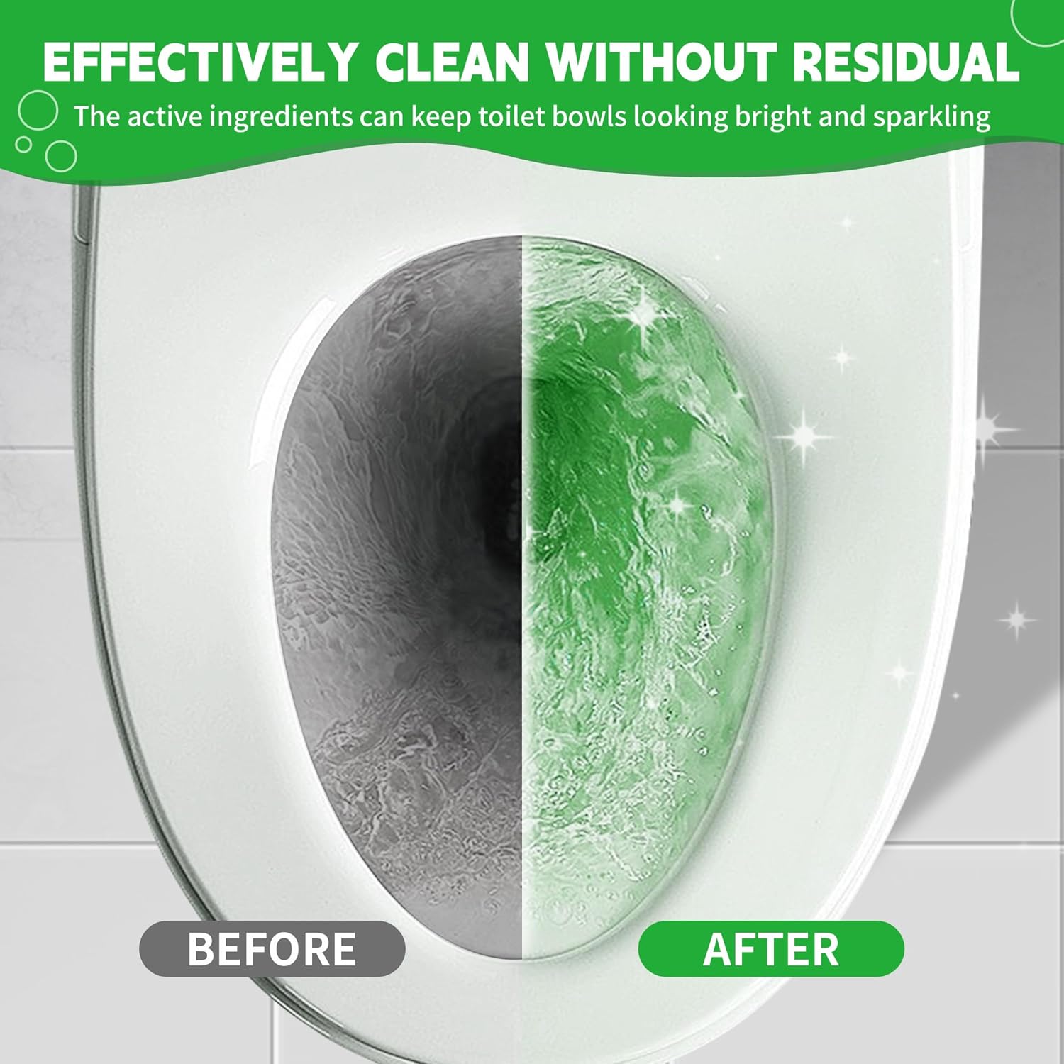 Toilet Bowl Cleaner Tablets, Automatic Toilet Bowl Cleaners, Long-Lasting Toilet Tabs Drop in Tank for Deodorizing & Descaling, Green, 6 Packs