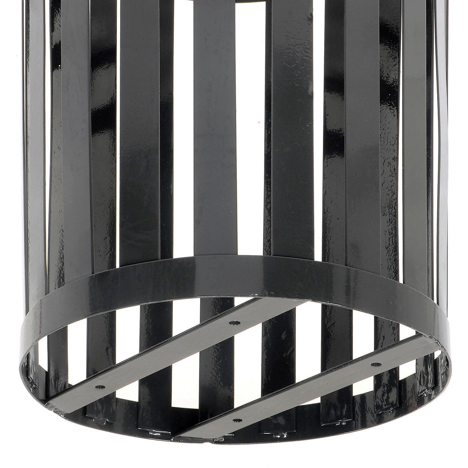 Global Industrial Heavy-Duty 36 Gallon Capacity Outdoor Metal Slatted Trash Receptacle with Rain Bonnet Lid & Plastic Liner, Black, Commercial & Industrial Trash Can