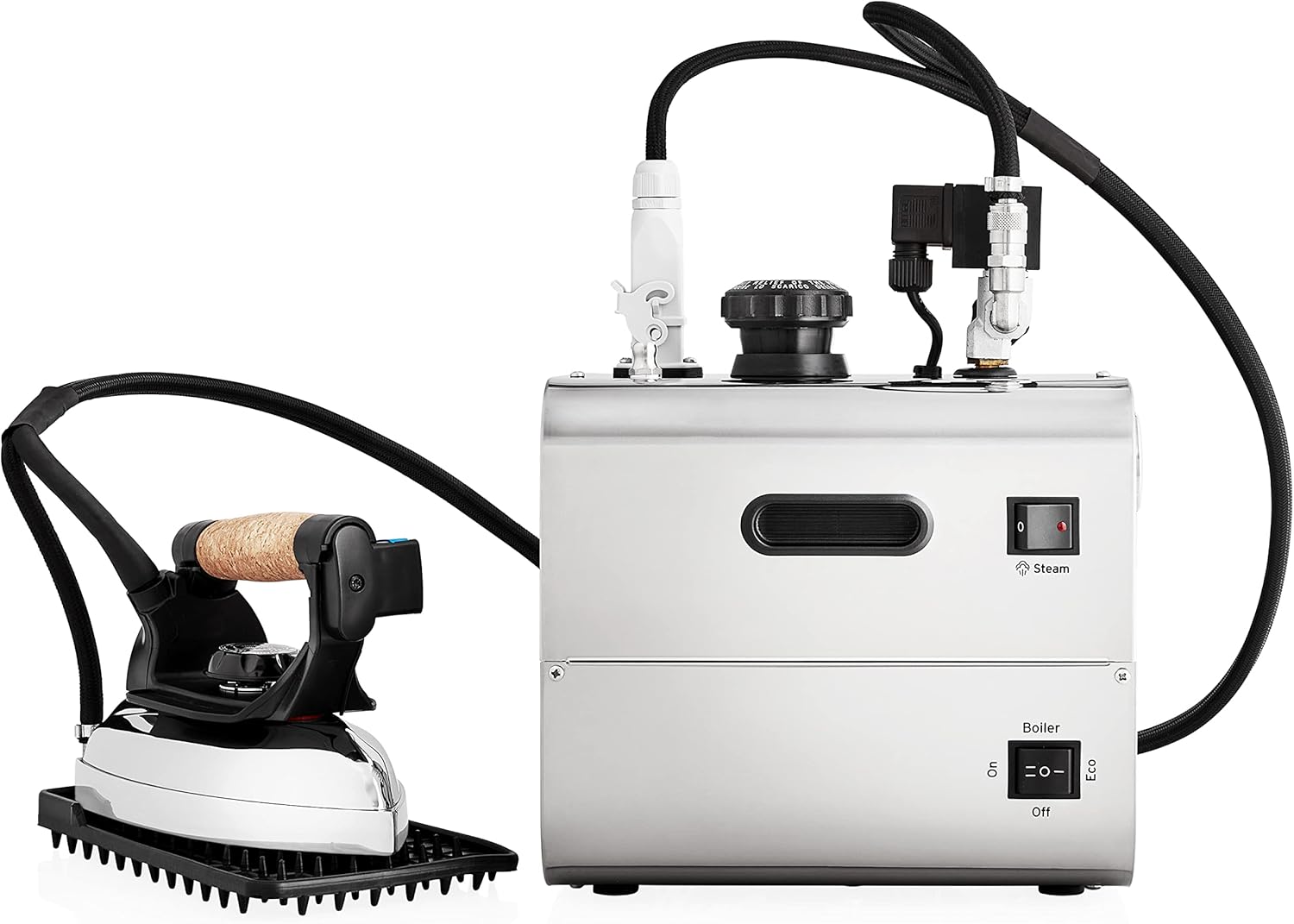 Reliable 5100IS/2100IR Professional Iron Station with Eco Mode, 120V, 2.2M Steam Hose, 2.2L Stainless Steel Boiler, Aluminium Soleplate, 1800W Total, Made in Italy