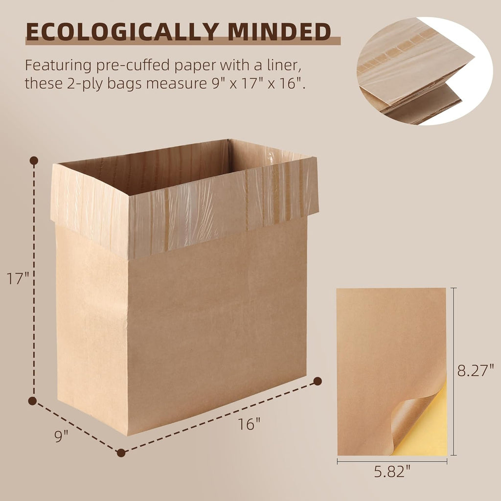 (20-Pack) Calvana Super Strong Compactor Bags, Heavy-Duty Kitchen Paper Trash Bags with Leak Proof Plastic Liner, Fits GE Model Compactors with Rectangular Containers, Includes 20 Sticker Seals