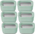 Caraway 6pc Glass Food Storage Set - 2.6 Cup Storage Containers For Food (6) - Non-Toxic Ceramic-Coated Glass - Air Release Technology - Compact & Stackable Design - Mist