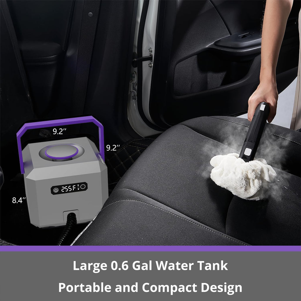 Steam Cleaner: Fast 50-Sec Heat-Up-21-Piece Kit-0.6Gal (2.2L) Tank Refill Anytime-No Cooling-Detachable Hose Multi Steamer Mop for Home Car Bed Furniture Tile Grout Floor Kitchen Cleaning Grey
