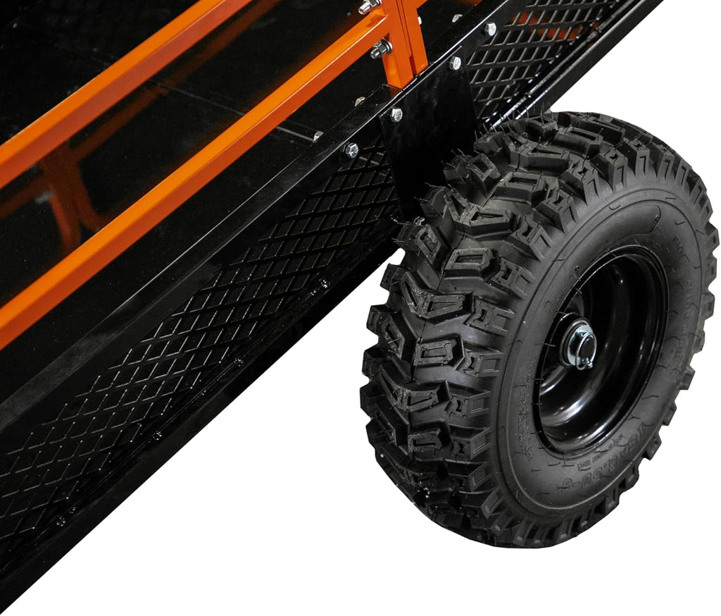 Impact IMPLEMENTS® 1500lb Utility Cart Cargo Trailer with Solid Steel Floor for Lawn/Garden Tractors, ATV's, UTV's and More. Original Design with USA Trademark. Pivoting Feature for Precise Unload.