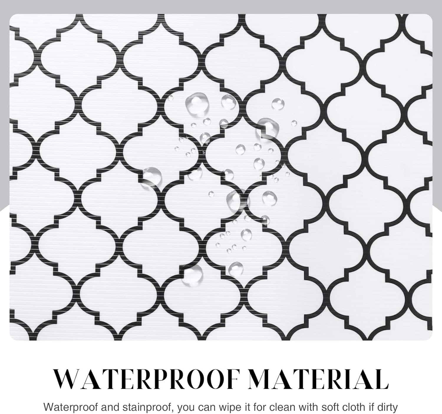 Glotoch Non Slip Shelf Liner 24 Inch Wide, Non Adhesive Drawer Liner, Waterproof Shelf Liners for Kitchen Cabinets/Refrigerator/Wire Shelving/Bathroom/Pantry-Heavy Duty, Durable, White Quatrefoil