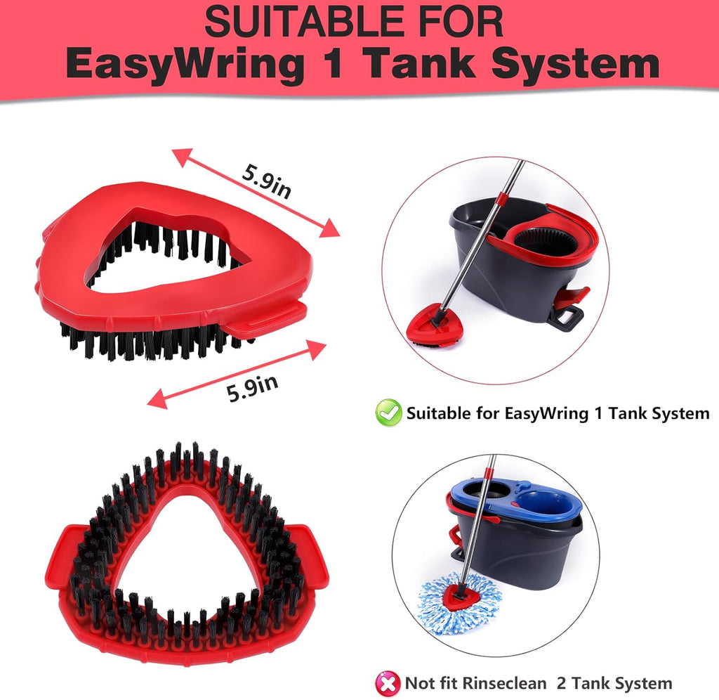 Mop Heads Replacements Complete Combo for O-Ceda,4 Pcs Red Machine Washable Microfiber Spin Mop Refills Replace Heads,2 Scrub Brushs,1 Base,1 Set Handle,Spin Mop Replacements for Tub and Tile Cleaning