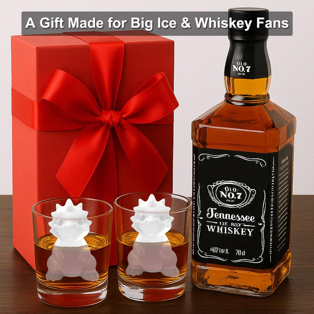 3D Dinosaur Ice Cube Silicone Molds Tray for Whiskey, Cocktail, Drink Decor, Bar; Rich Details. Cute Dragon Gifts for Women Kids Girls Boys, Fun Animal Shape Soap Epoxy Resign Mold; 2 Pack