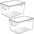 Clear Plastic Storage Bins with Lids, Perfect for Kitchen Organization or Pantry Organization and Storage, Stackable Fridge Organizer Bins, Storage Containers for Organizing, Cabinet Organizers