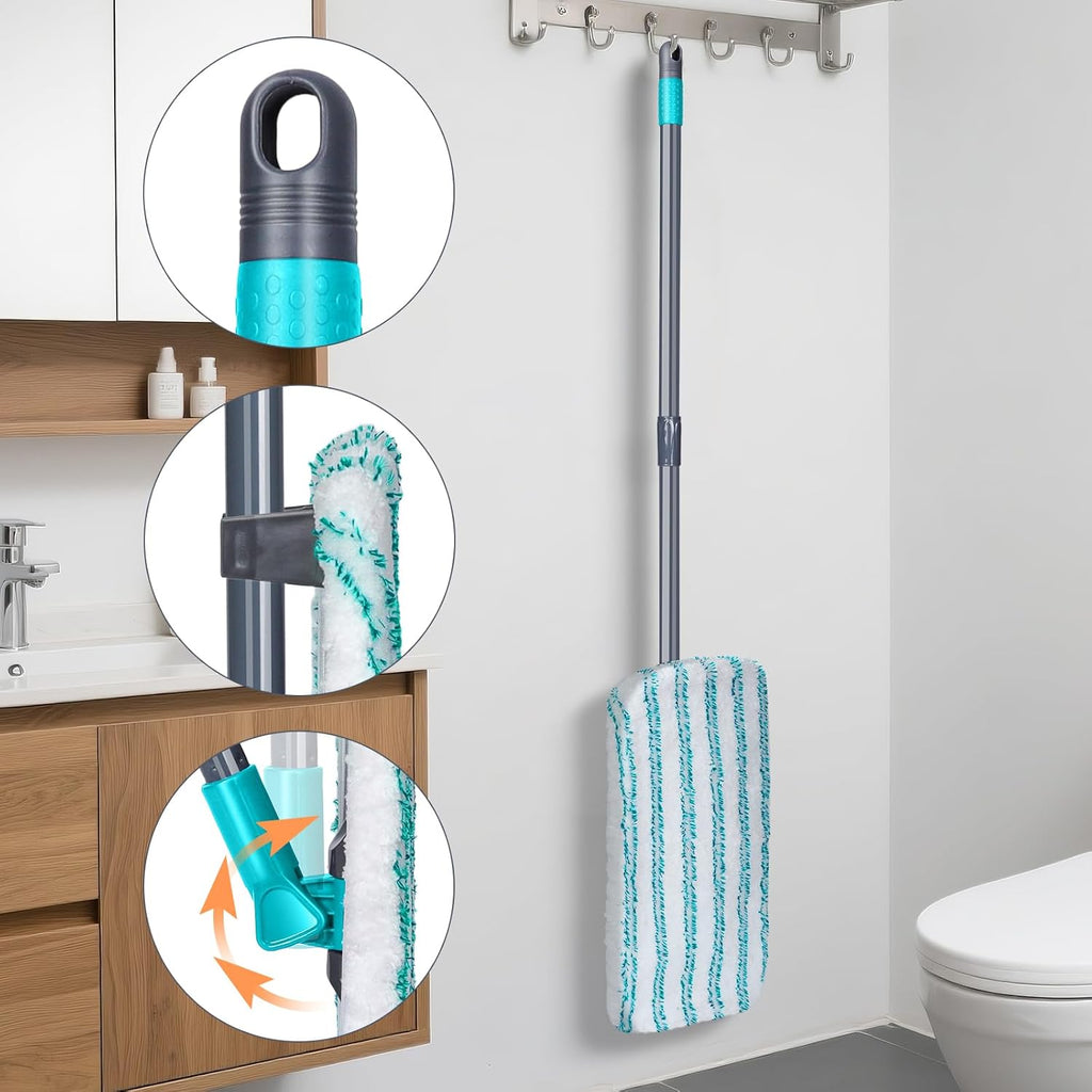MASTERTOP Microfiber Flat Mop, Extra Large Surface Dust Mop with 5 Wet & Dry Reusable Pads, Hardwood Mops with Telescopic Handle for Laminate, Tile, Vinyl Floor Cleaning, 1 Cleaning Scraper
