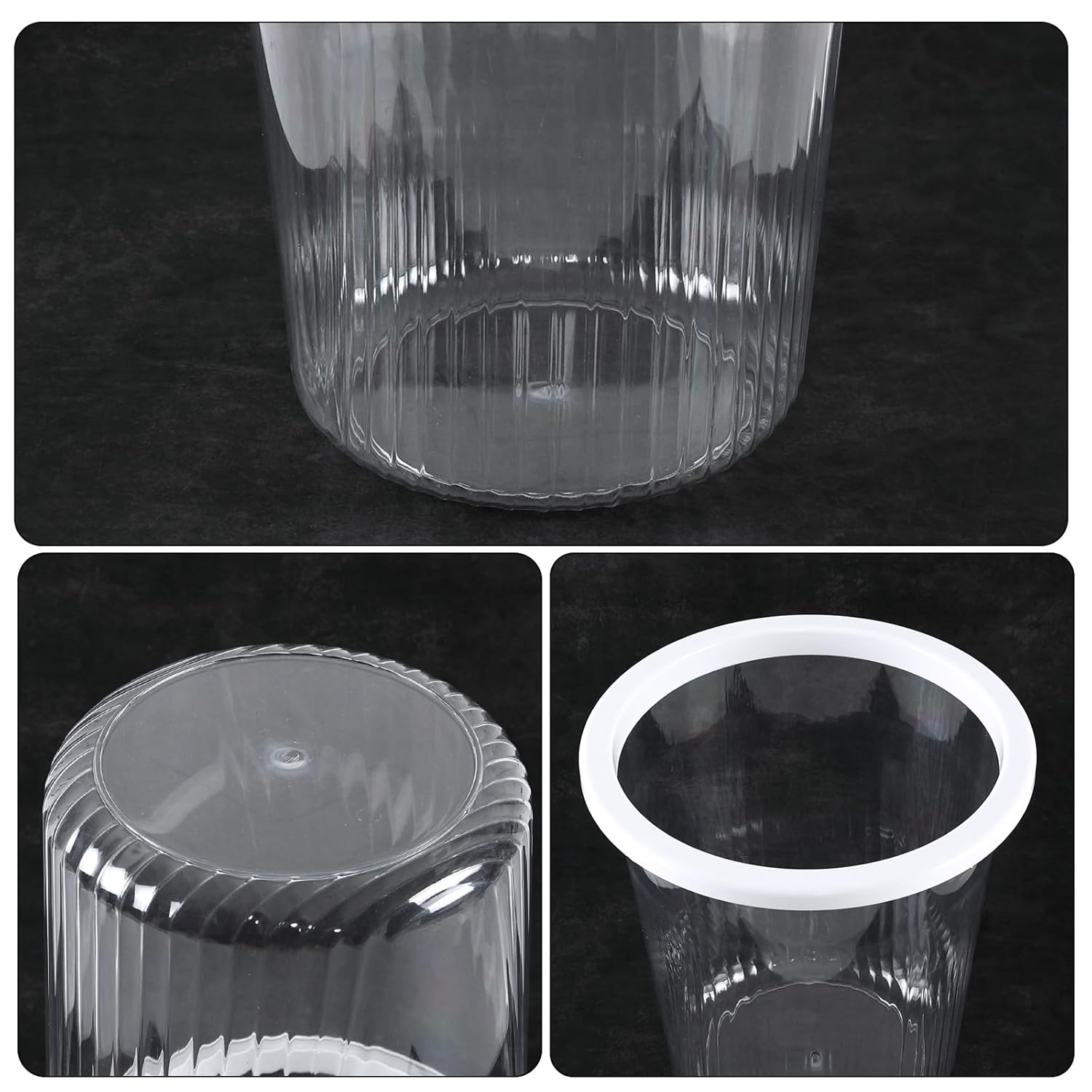 4-Pack Waste Basket Plastic, Small Plastic Garbage Can, Clear, 4 Gallon