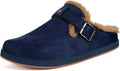 Fur Lined Clogs for Women Men Suede Winter Slippers Arch Support Slip on Mules Potato Shoes with Removable Cushion Footbed Warm Home House Shoes