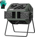 THEGROW'ING Updated 43 Gallon Compost Bin Outdoor, Fast Assemble Tumbling Composter, Dual Chamber Composter Tumbler, Rotating Compost Bin for Outside, Backyard, Garden and Yard, Green