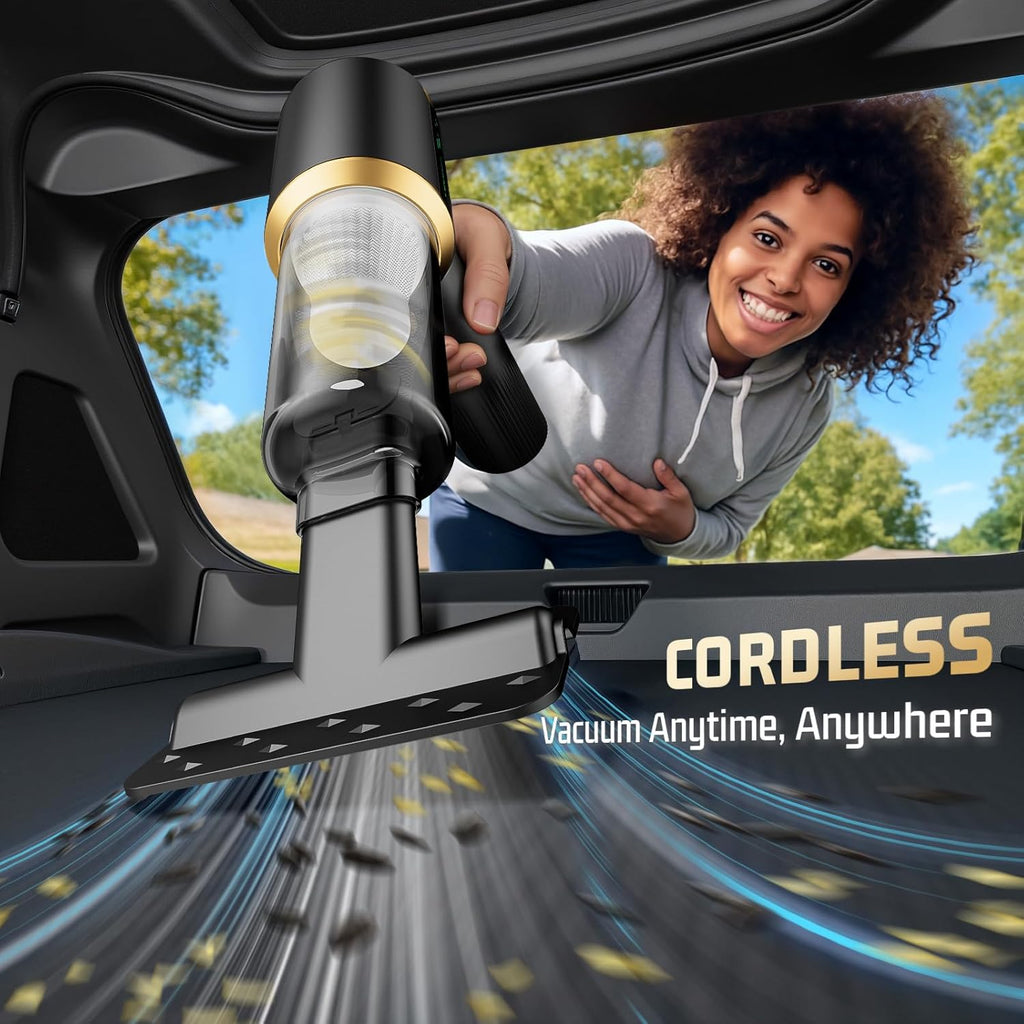 Car Handheld Vacuum Cordless: Car Vacuum Cleaner with 16000Pa Ultra-Strong Suction, Brushless Motor & HEPA Filter - Lightweight Design for Drivers and Office Workers- Glossy Black