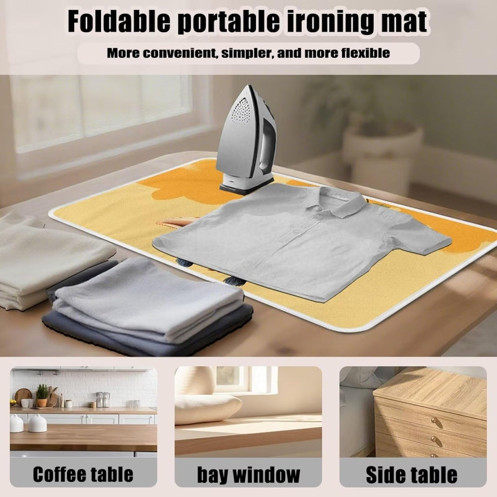Funny Ironing Mat Portable Giraffe Ironing Pad for Steam Pressing on Tabletop or Bed,Heat Resistant Portable Quilting & Travel Blanket Ironing Board Alternative Cover