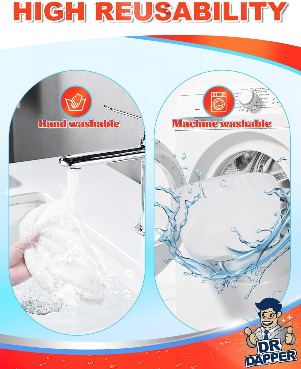 DR DAPPER 6 Pack SMP01 Steam Mop Pads Compatible with Kenmore SM2060 S200 Series – Floor Mops with Washable Pads, Multi-Surface Steam-Mop for Tile Vinyl Hardwood Floors