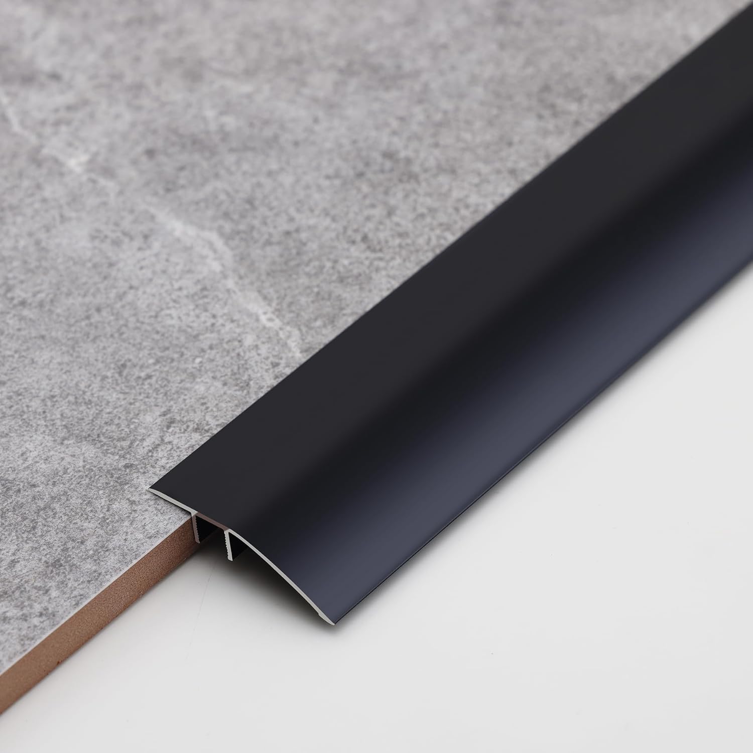 Gaahing Aluminum Floor Transition Threshold Strip, Bridge The Height Gap Between 0.2 to 0.5 inches for Doorway Ramp Tiles Laminate Planks (2Pcs x 35.4in x 1.7in, Matte Black)