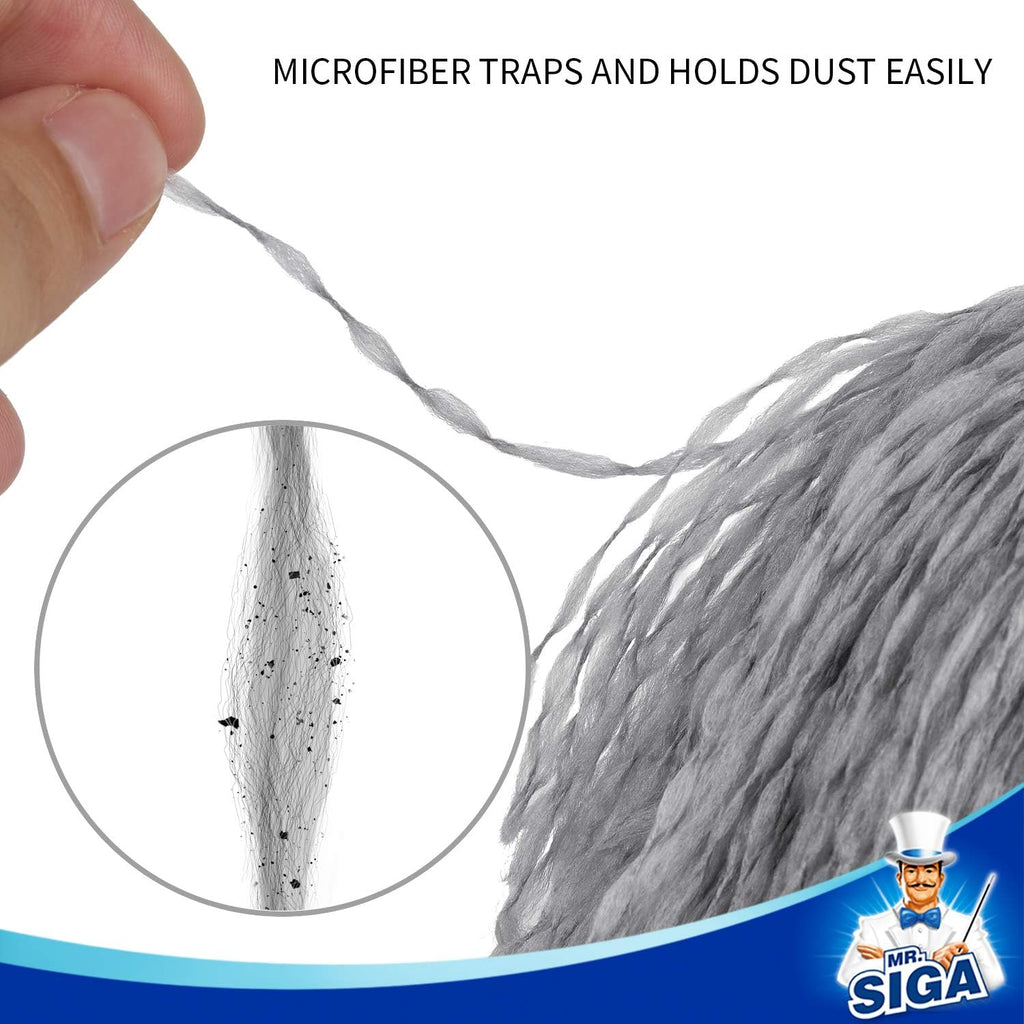 MR.SIGA Microfiber Delicate Duster, Comfortable Non Slip Handle, Detachable Washable Duster Head, Gray & Black