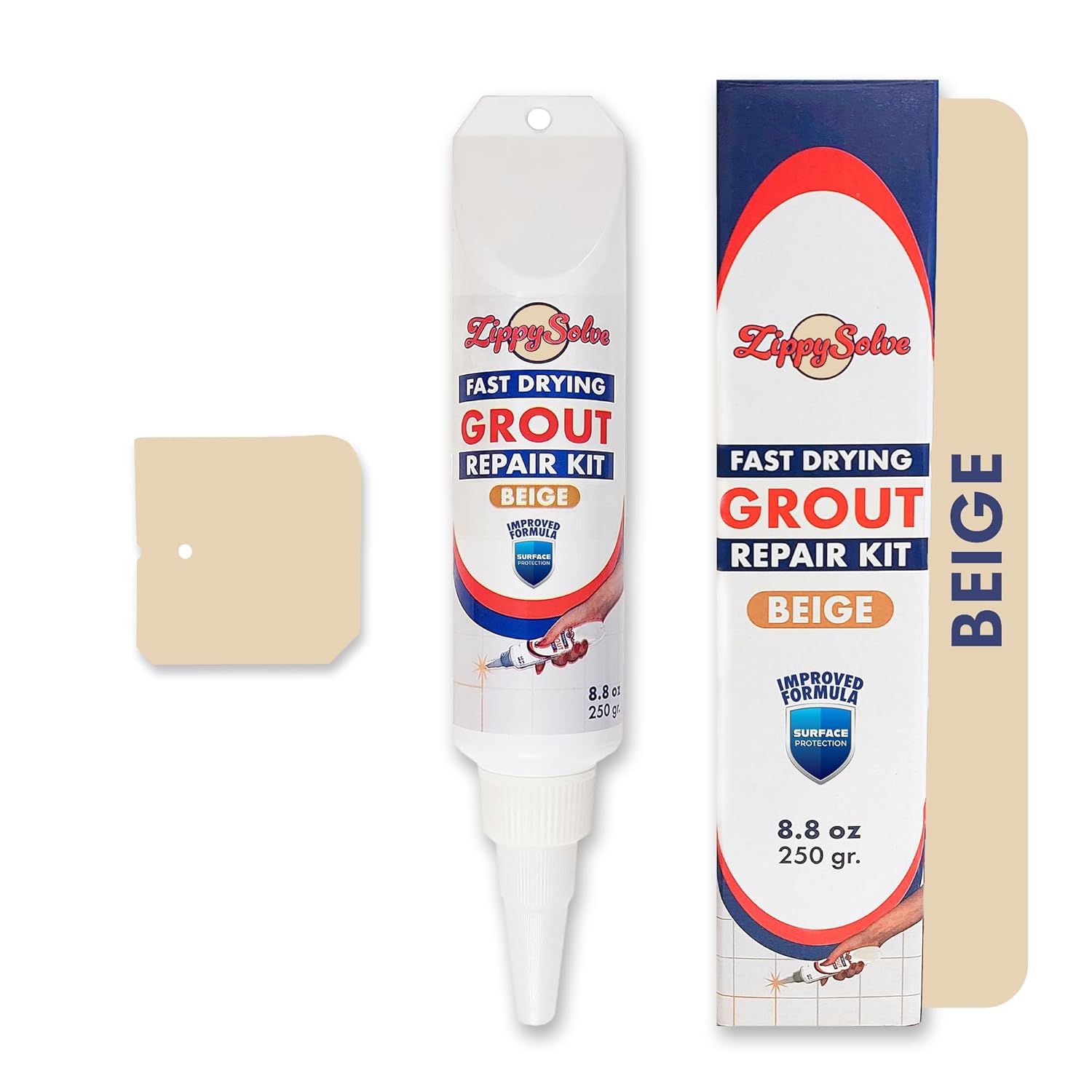 Tile Grout, Repair Kit, Restore & Renew Tile Joints Line, Fast Drying Tile Grout Paint Squeeze Tube for Bathroom Shower Kitchen Floor, Waterproof (8.8 oz, Beige)