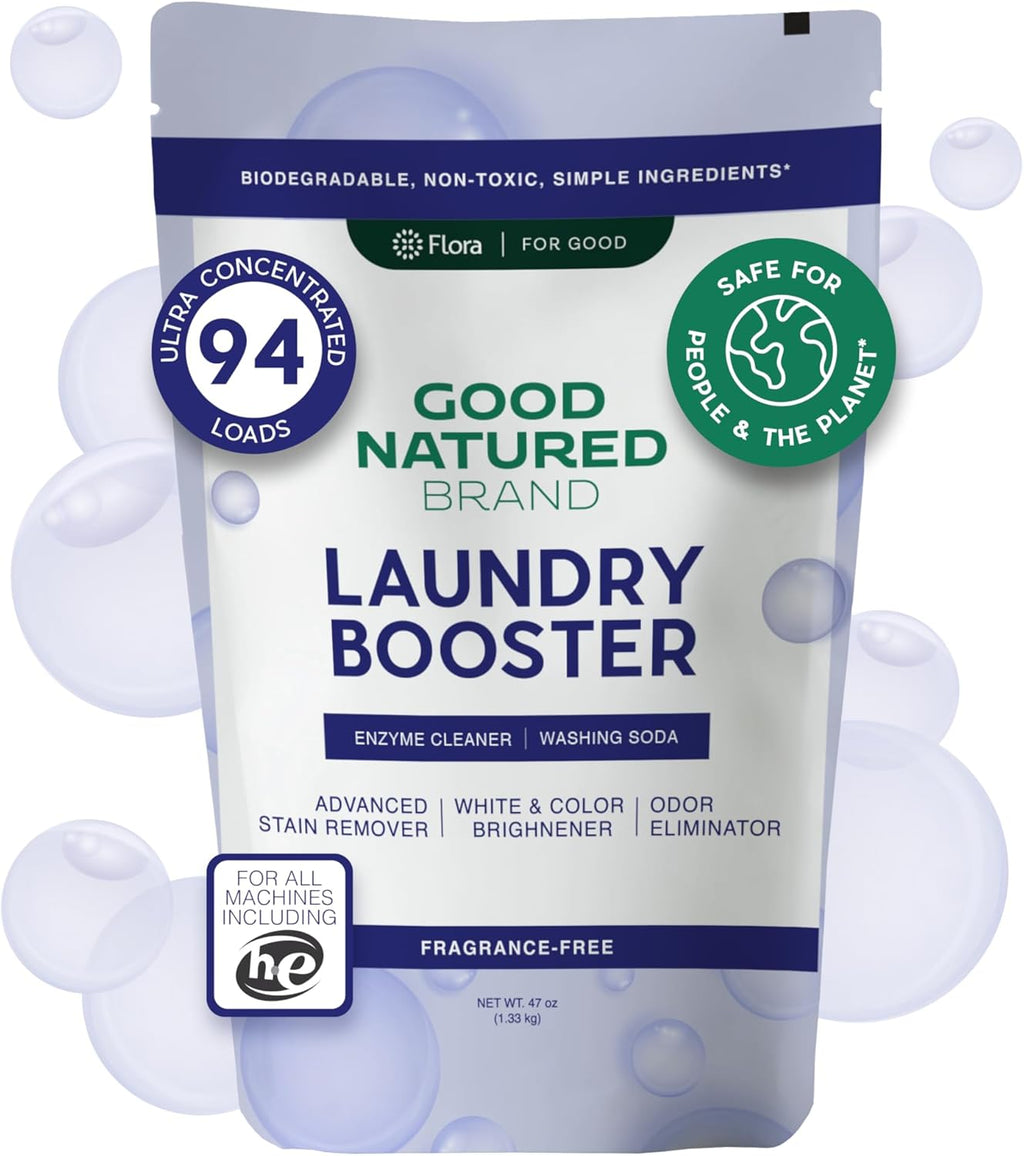 Good Natured Brand | Natural Enzyme Laundry Booster | Stain & Odor Remover | Hypoallergenic, Safe for Sensitive Skin | Eco-Friendly | Fragrance-Free | 47oz, 94 Loads