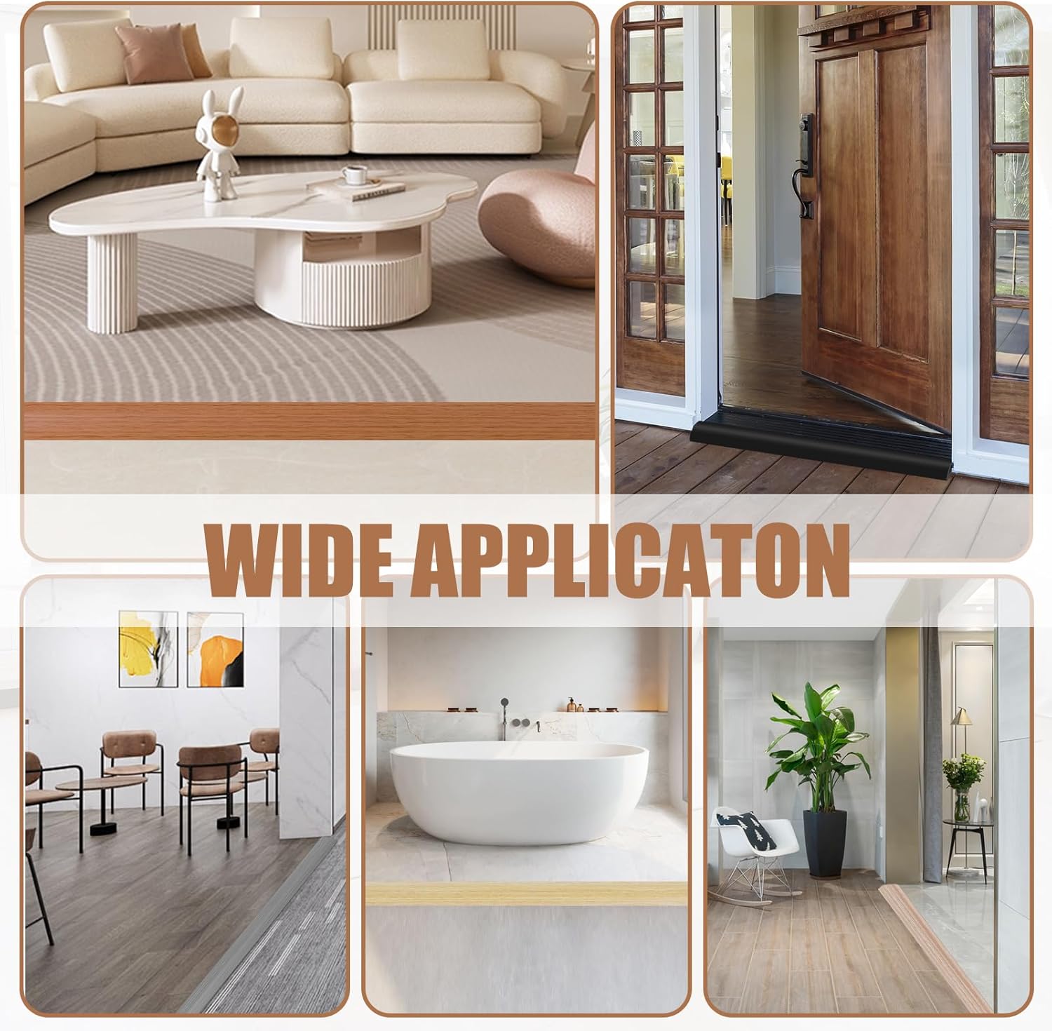Floor Transition Strip Door Threshold 39" Floor Transition Reducer Trim on The Edges Threshold Strip Self Adhesive Suitable for Doorways, Tiles, Carpet