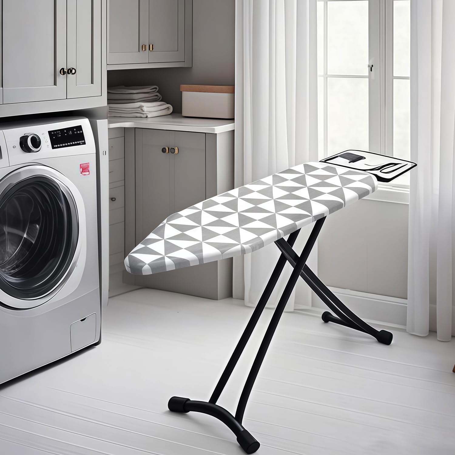 Ironing Board Cover with Two 5MM Thick Feltpads,13"x43"Heat Resistant Replacement Ironing Board Cover and Pad,Fits Standard Ironing Boards,Durability and Easy to Install