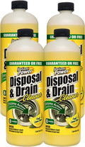 Instant Power Disposal and Drain Cleaner – Liquid Enzyme Clog Remover, Cleans and Deodorizes, Removes Drain Blockages, Fresh Lemon Scent 33.8 Fl oz, 1 Liter 4 Pack