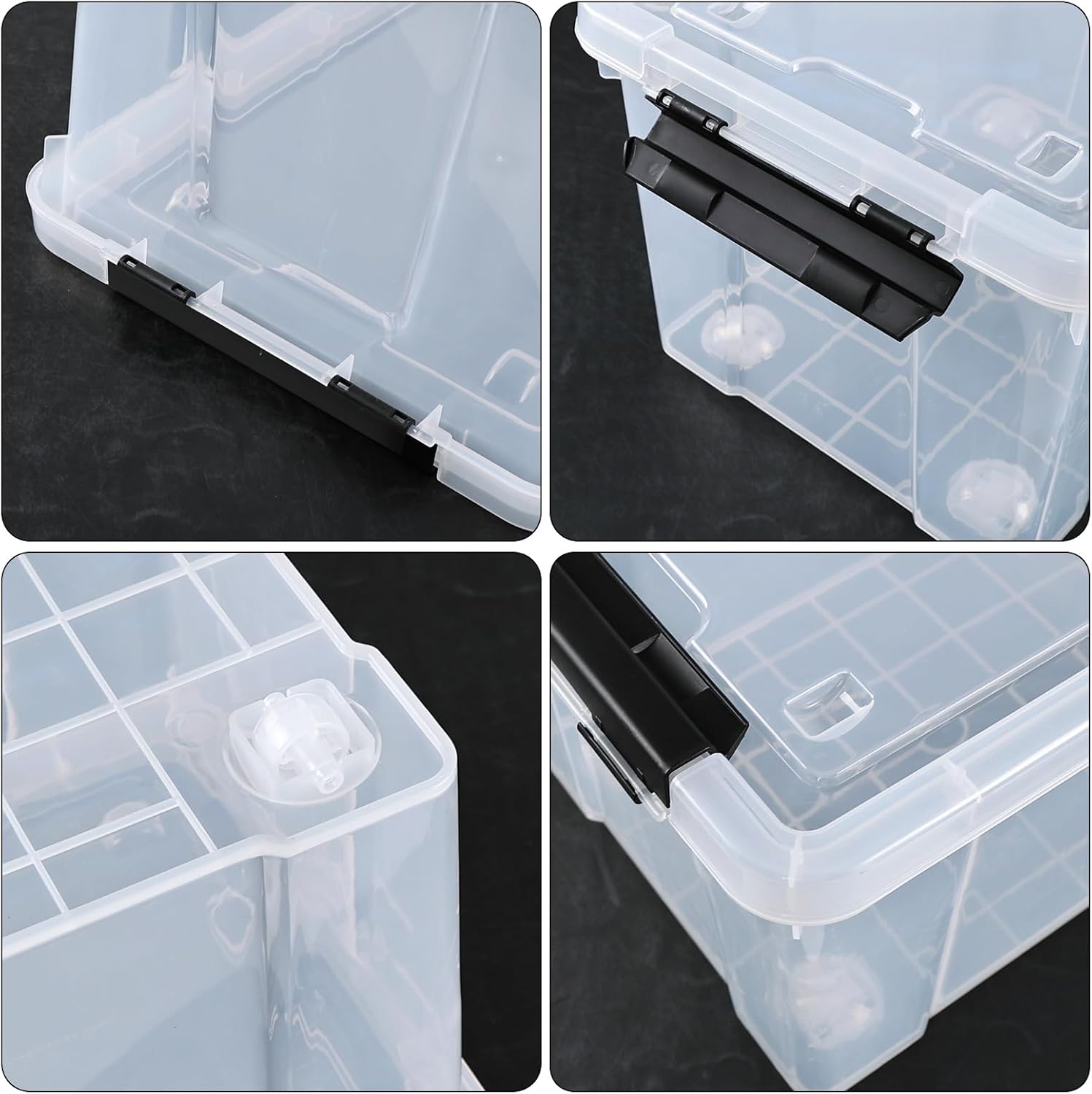 4 Pack 22 Quart Latch Box, Clear Home Organization Containers Bin with Lid, Buckle Up Storage Box Set