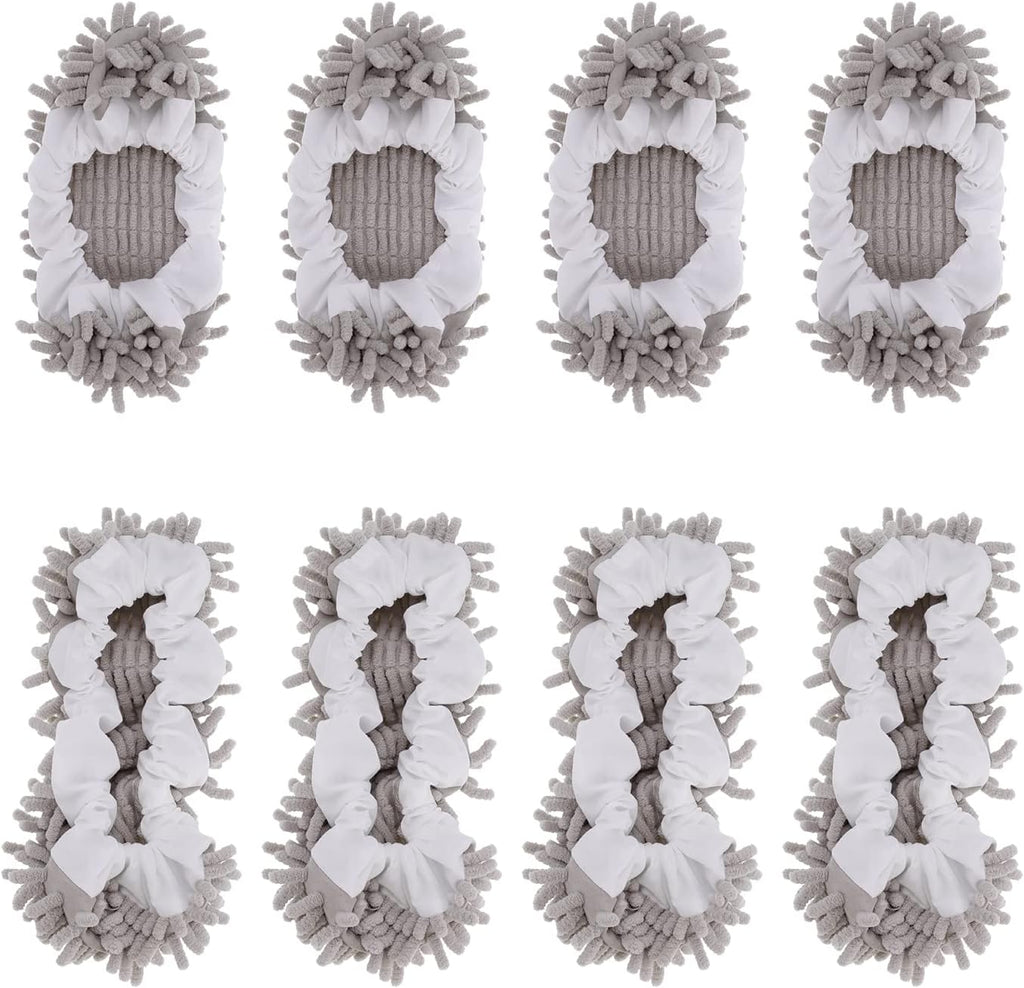 8 Pcs Mop Slippers Socks Floor Cleaning,Microfiber Shoe Covers dust Washable Reusable for Woman Man House Kitchen (Grey)