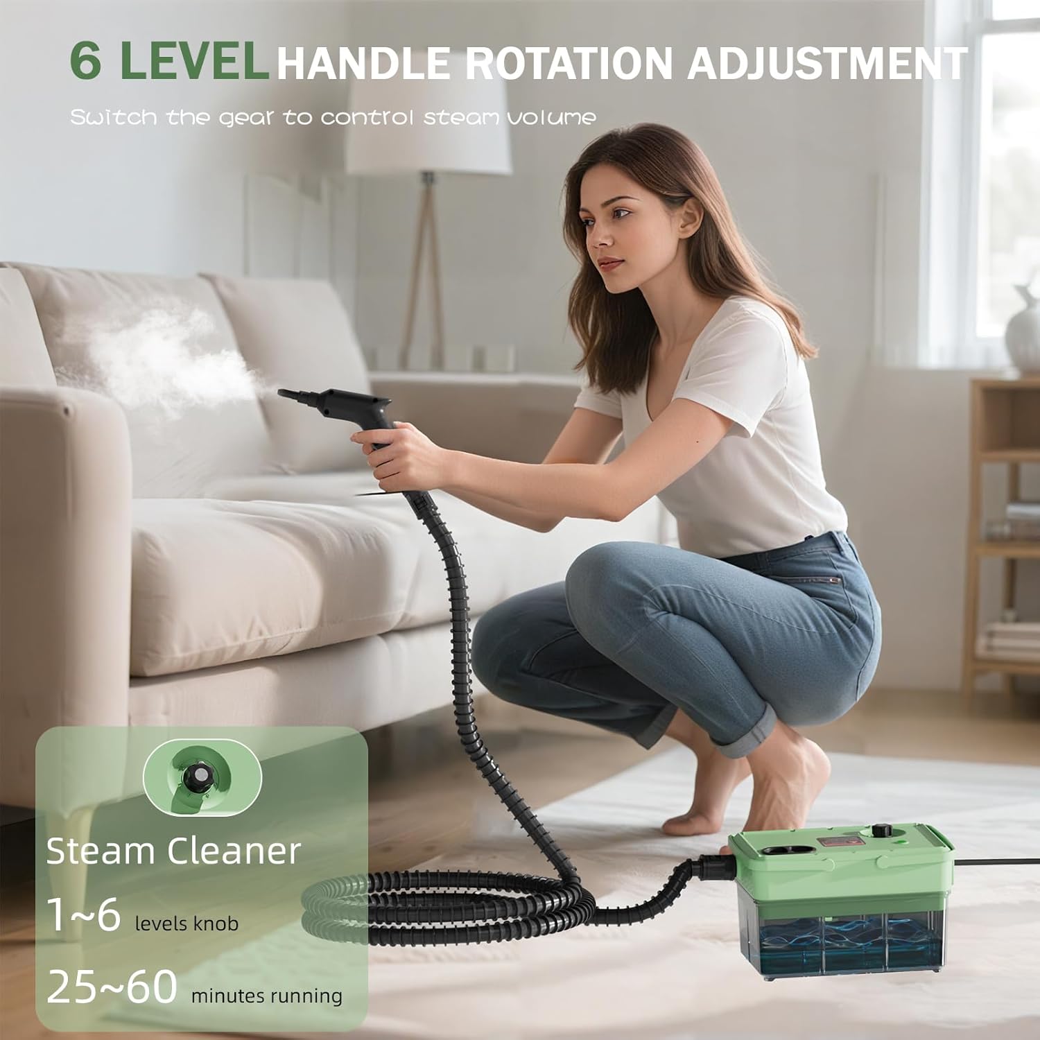 Handheld Steam Cleaner 2500W,10s Fast Heat-Up & 50.73OZ Large Tank,Pressurized Portable Steamer with 9 Accessories for Home,Car,Kitchen,Bathroom,Floors,Grout,Tile,Upholstery