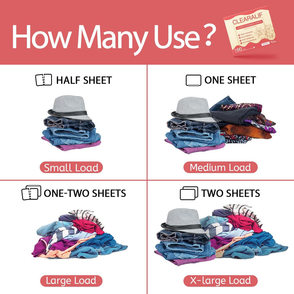 CLEARALIF Laundry Detergent Sheets Up to 160 Loads, Magnolia - Great For Travel,Apartments, Dorms,Laundry Detergent Strips Eco Friendly & Hypoallergenic - 3 PACK