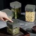 Manual Vacuum Jar With One-Button Vacuum Pump, Airtight Food Cereal Containers Storage With Lids (grey-4pc)