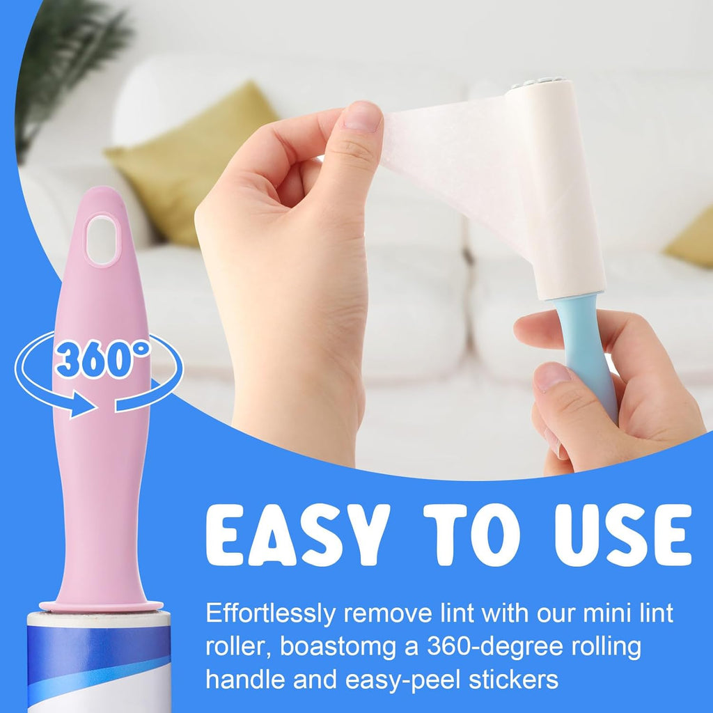 Hushee 24 Pack Bulk Mini Lint Roller for Travel 720 Sheets 6'' Small Lint Removers Portable Lint Roller Travel Size Removers Sticky Removing Tool for Pet Hair Clothes Furniture Car Seat