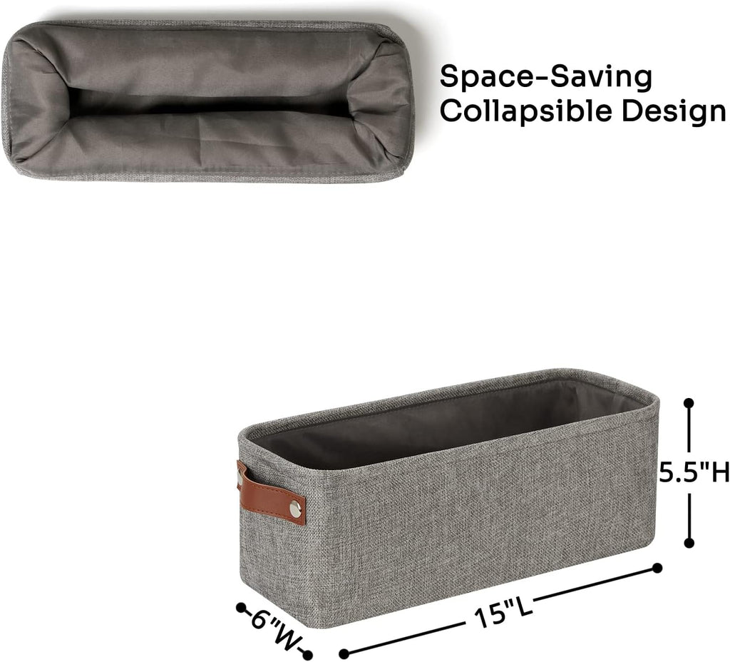 DULLEMELO Soft Cotton Fabric Bathroom Storage Baskets 2 Pack Fabric Shelf Baskets for Gifts Empty Small Storage Organizer for Closet,Toys,Bedroom (Grey)