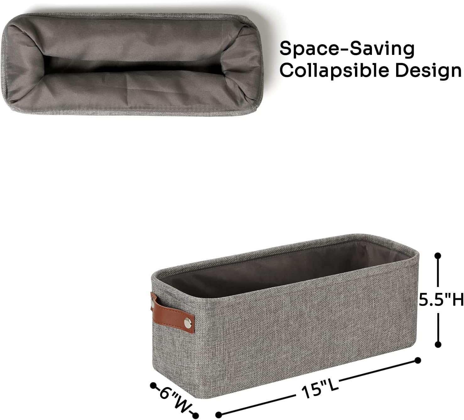 DULLEMELO Soft Cotton Fabric Bathroom Storage Baskets 2 Pack Fabric Shelf Baskets for Gifts Empty Small Storage Organizer for Closet,Toys,Bedroom (Grey)