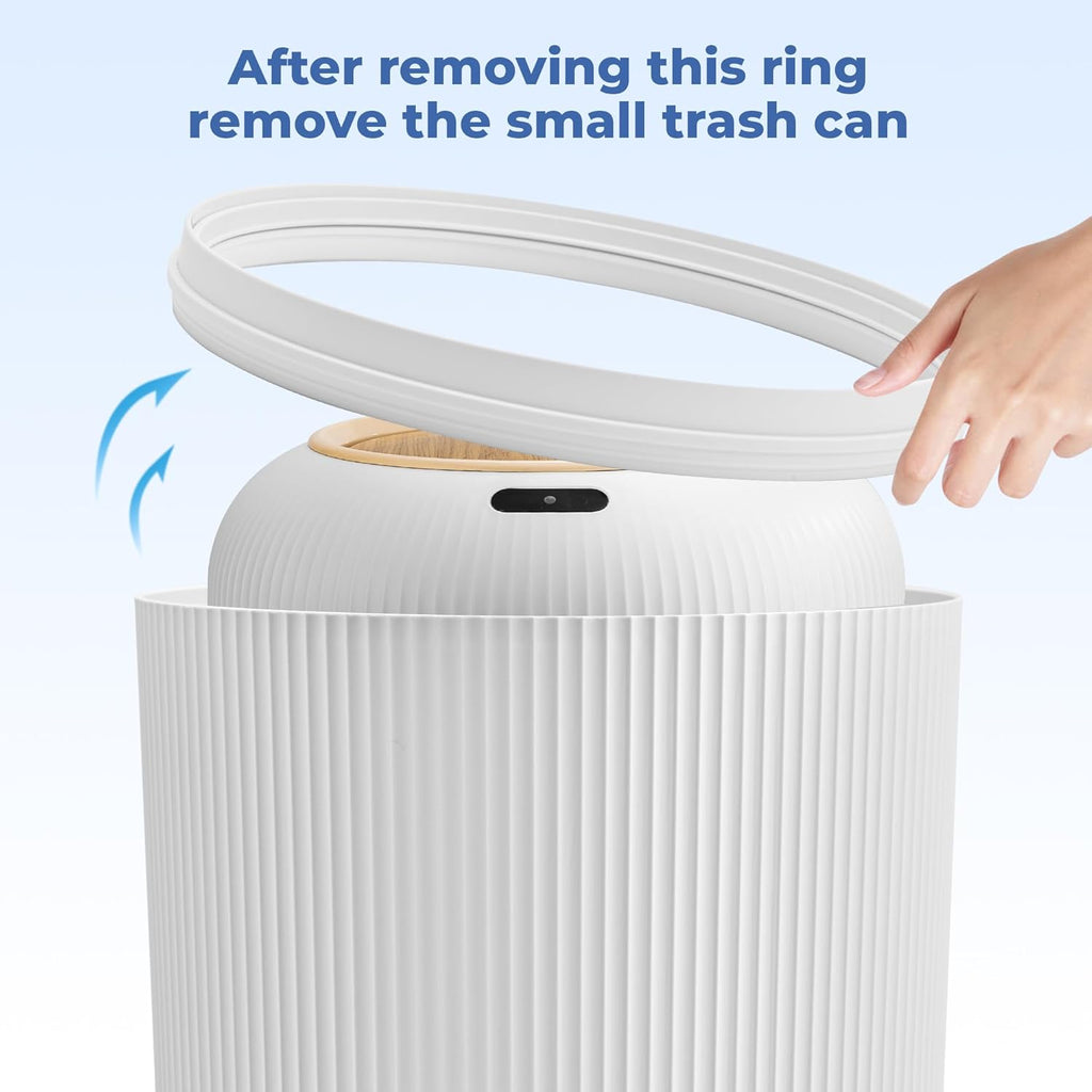 2 Pack Automatic Trash Can 12L /3 Gallon and 10L /2.64 Gallon Bathroom Trash Bin with Lid Touchless Small Smart Motion Sensor Garbage Cans for Kitchen, Bathroom,Living Room and Bedroom