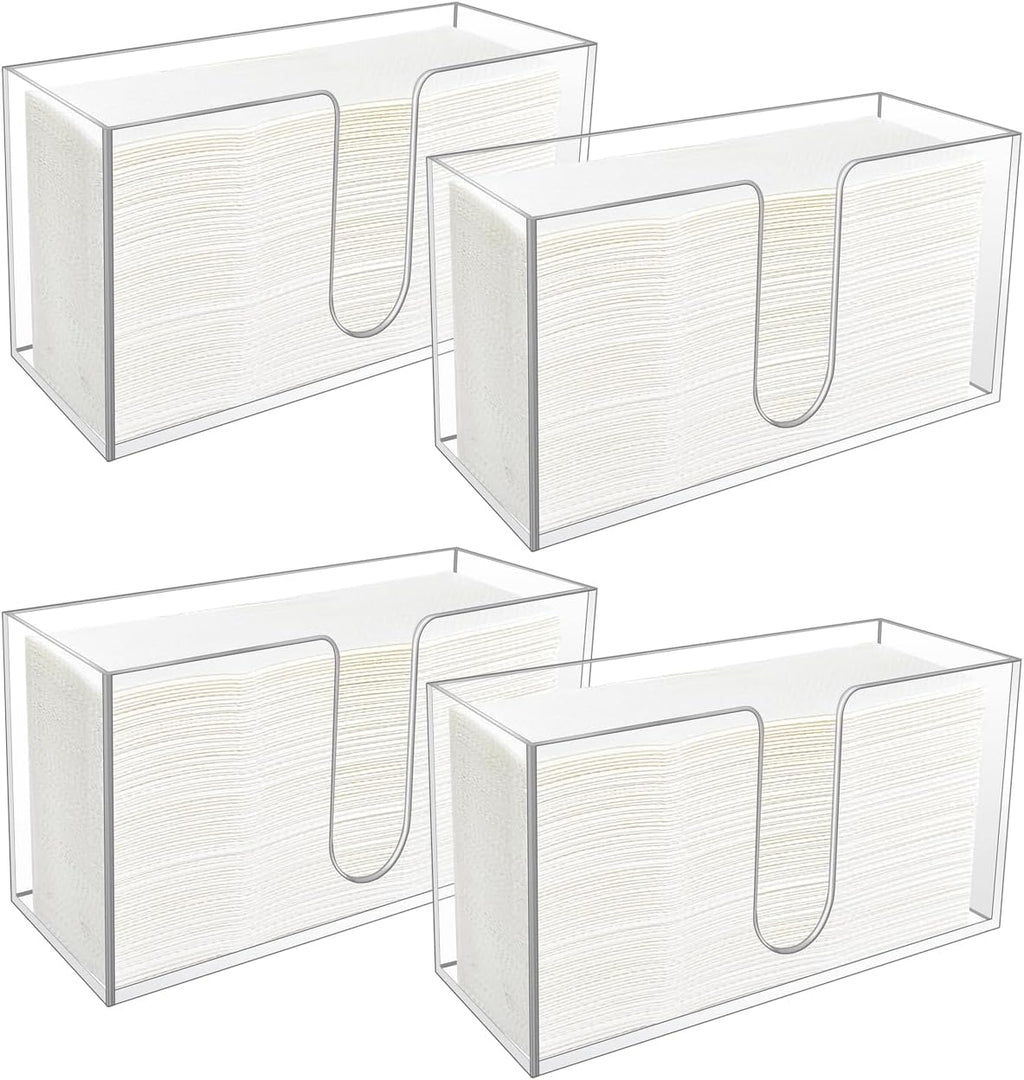 4Pack Acrylic Countertop Paper Towel Holder, Paper Towel Dispenser Countertop/Acrylic Napkin Holder(5mm Acrylic) C-fold or MultiFold Trifold Paper Towels for Bathroom, Kitchen,Restaurant (4)