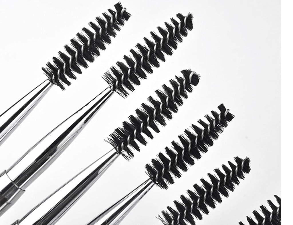 2PCS Mascara Brushes Eyebrow Eyelash Brushes Mascara Wands Spooly Applicators Eye Brushes Portable Cosmetic Brushes with Cap Spoolies Brushes for Eyelash Extensions and Eyebrows, Silver