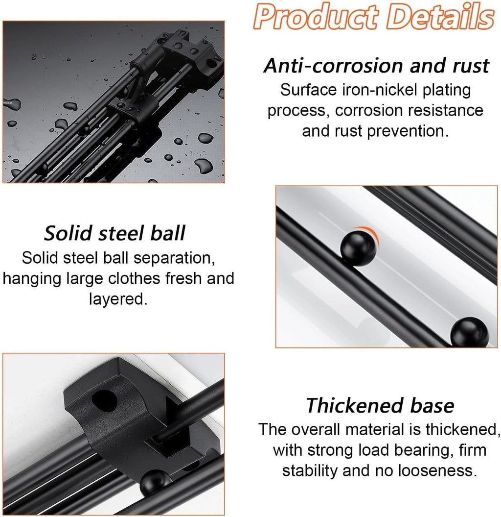 30cm Pull Out Closet Rod Heavy Duty Retractable,17 FT Indoor and Outdoor Retractable Clothesline,Wall Mounted Stainless Steel Retractable Clothesline (Dark Black)