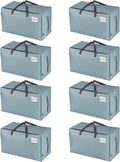 VENO 8 Pack Moving and Storage Bags, Heavy Duty, Alternative to Moving Boxes, Large Packing Totes Supplies for College Dorm Room with Zipper for Clothes, Wide Open Design (Light Blue Matte, 8 Pack)