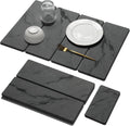 2 PCS Large Stone Dish Drying Mat for Kitchen Counter Quick Dry Stone Dishes Mats Marbled Water Absorbing Diatomaceous Earth Drying Pad for Countertop Bottles Utensils Cups (Dark gray 24"x16"&8"x4")