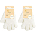 Evridwear Exfoliating Gloves for Shower, 100% Nylon Thick Soft Medium Heavy Bathing Gloves Dead Skin Remover Body Scrubber Smooth Skin with Hang Loop, 2 Pairs Light White