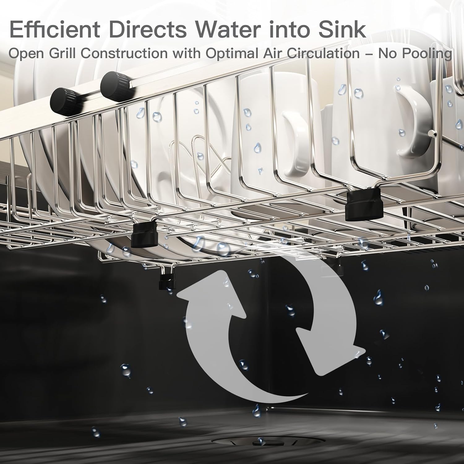 Small Expandable Over The Sink Dish Drainer Drying Rack in Stainless Steel Metal for Kitchen, Counter Space Saving Compact Above Plate Dryer Strainer, Adjustable Hanging Inside Sink Wire Drain Holder