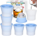 Round Ice Cube Molds 6 Pieces, Silicone Sphere Ice Mold Maker, Stackable Easy Release Circle Ice Cube Mold with Lids, Spherical Ice Makers with Lids for Whiskey, Cocktails, Bourbon, and Drinks