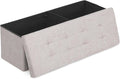 Athena Collection 43" Storage Ottoman Bench Folding Bench with 130L Hidden Storage, Large End of Bed Bench Linen Foot Rest Stool Chest with Flipping Lid for Living Room Bedroom Entryway, Sandy Beige