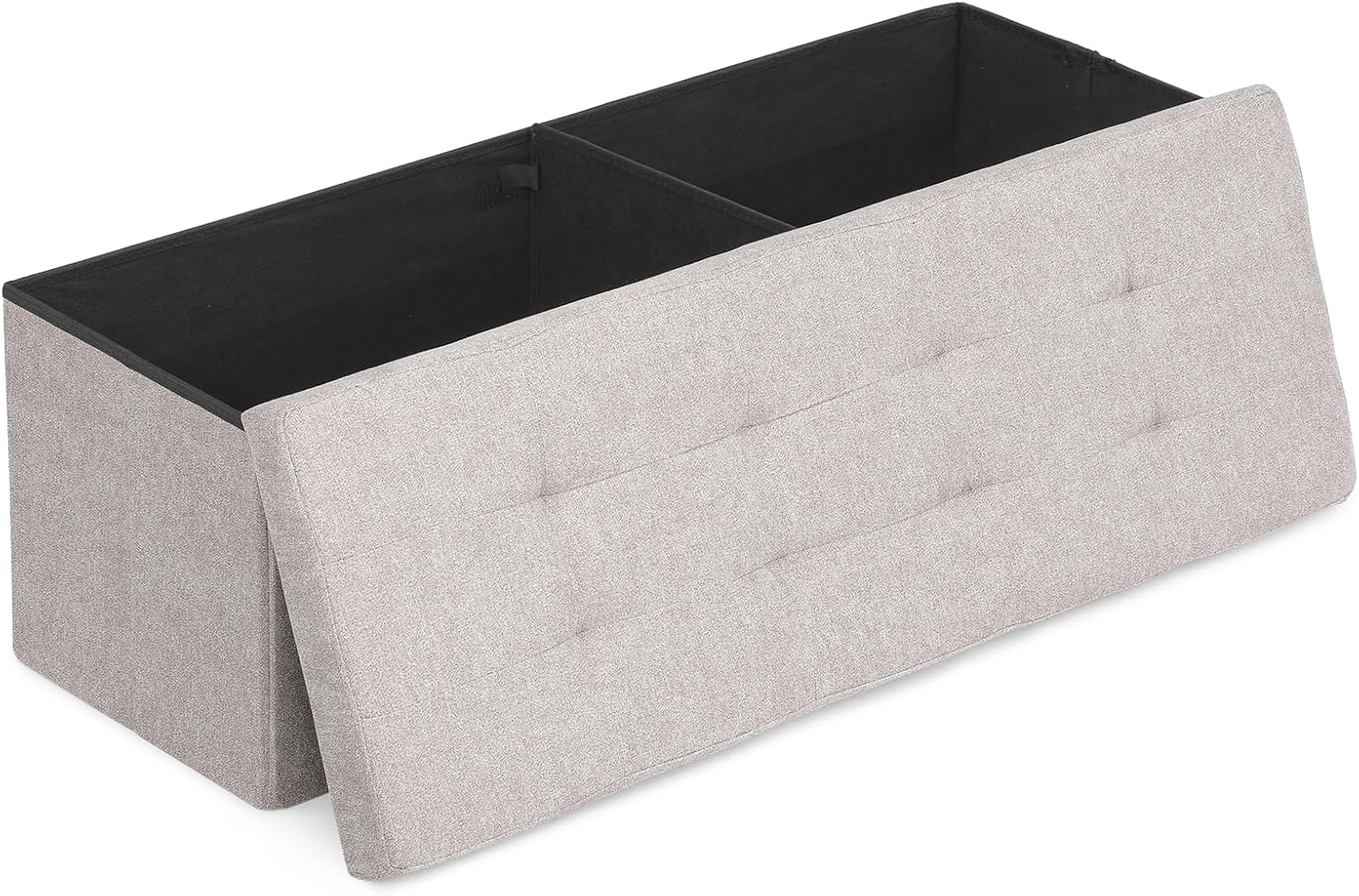 Athena Collection 43" Storage Ottoman Bench Folding Bench with 130L Hidden Storage, Large End of Bed Bench Linen Foot Rest Stool Chest with Flipping Lid for Living Room Bedroom Entryway, Sandy Beige