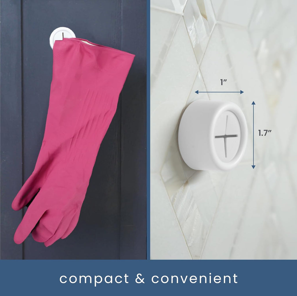 S&T INC. Round Adhesive Push Towel Hooks for Kitchen, Hand and Dish Towels, Matte White, 4 Pack