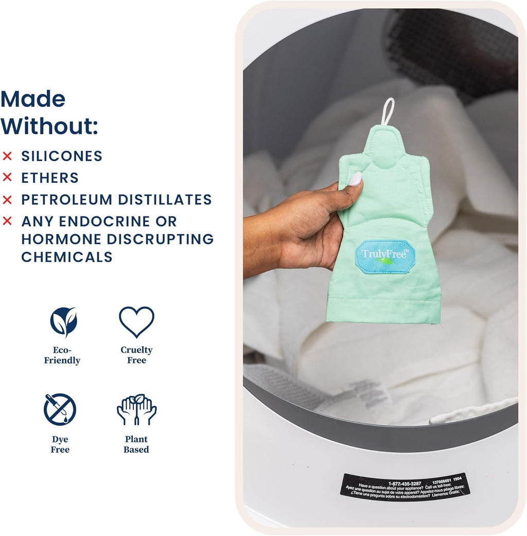 Truly Free Dryer Angel - Natural Dryer Sheet Alternative, Non-Toxic Reusable Fabric Softener Sheets and Scent Booster, Safe for Babies and Sensitive Skin, Laundry Room Essentials - 1 Pack + 2 Refills
