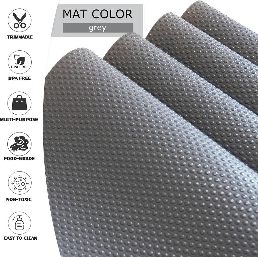 10Pcs Refrigerator Liners, Washable Fridge Liner Shelf Mats Refrigerator Pads for Cupboard Cabinet Drawer Home Kitchen Accessories Organization (Grey)
