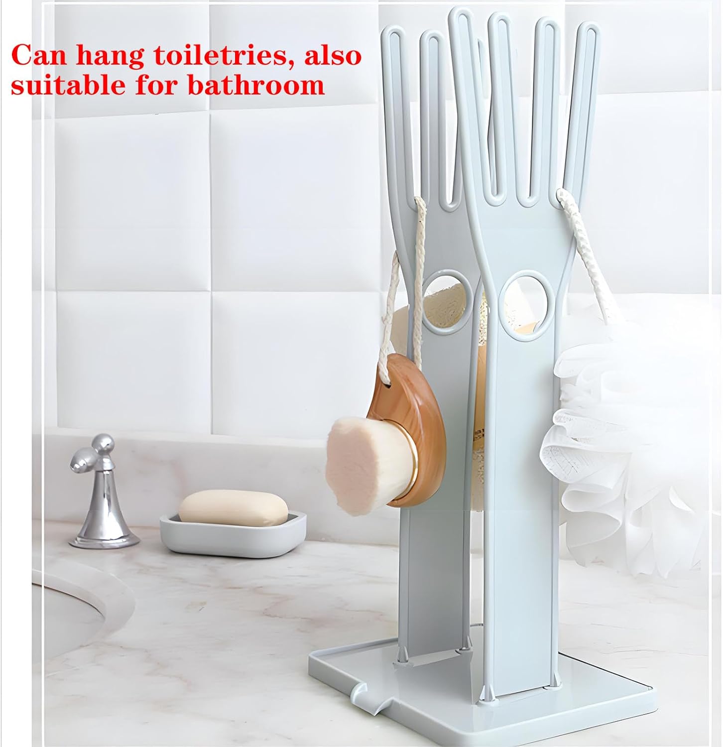 Kitchen Glove Holder Kitchen Glove Stand Holder Rubber Glover Drying Dryer Rack Reusable Rubber Glove Clothes Drying Rack for Dish Gloves and Rags (Blue)
