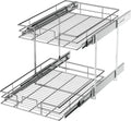 LOVMOR 2 Tier Individual Pull Out Cabinet Organizer 14½" W x 21½" D, Slide Out Kitchen Cabinet Storage Sliding Shelves