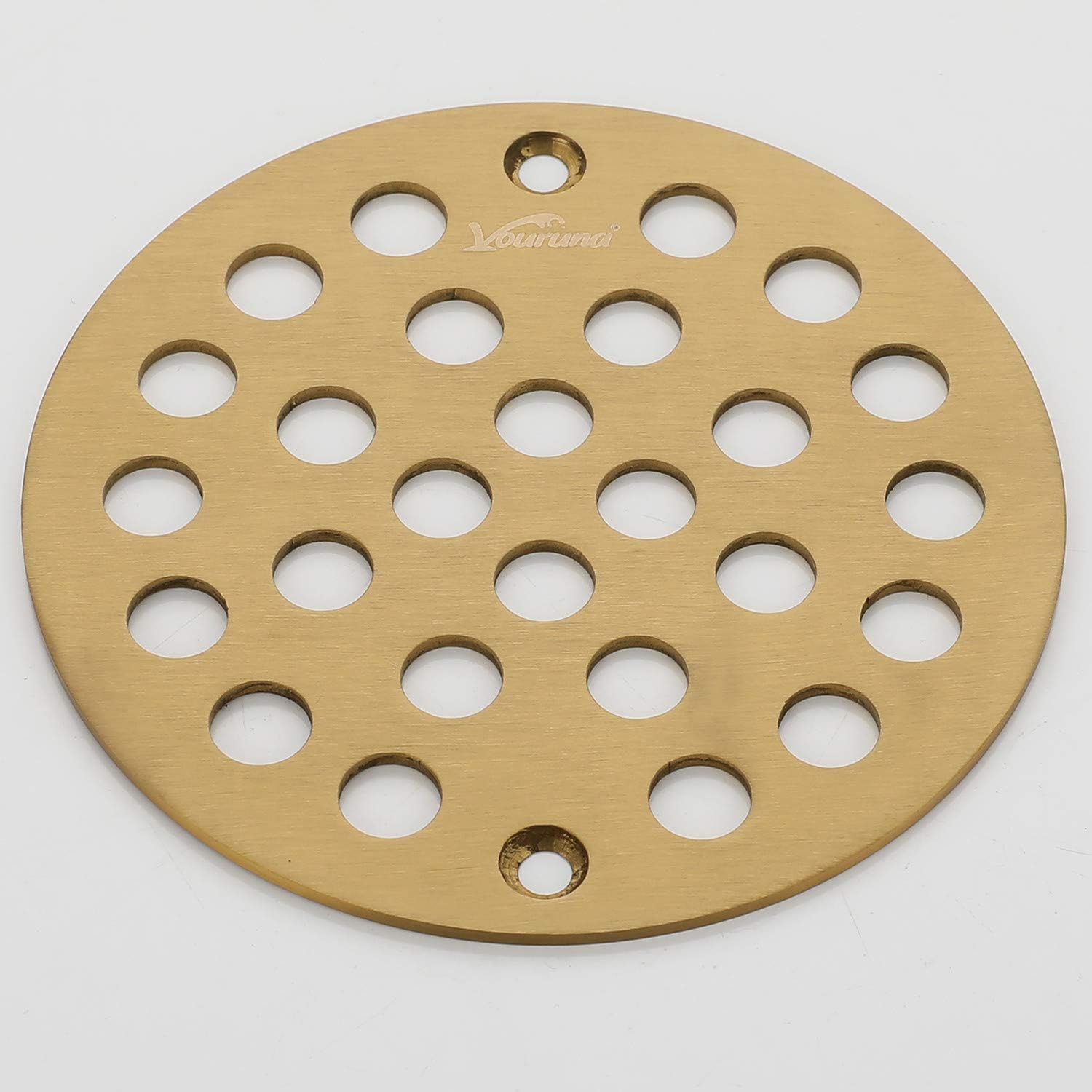 4-Inch Screw-in Shower Strainer Drain Cover Replacement Floor Strainer (Brushed Gold)